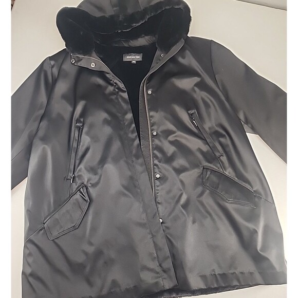 Jones New York Size 3XL | Black Faux Fur Lined Hooded Winter Parka Jacket Warm - Picture 5 of 7